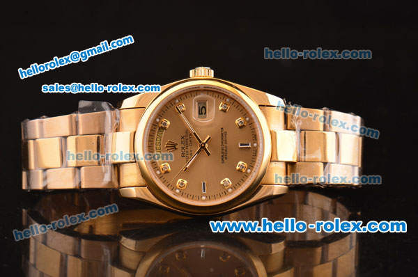 Rolex Day-Date Oyster Perpetual Automatic Full Gold with Diamond Marking - Click Image to Close